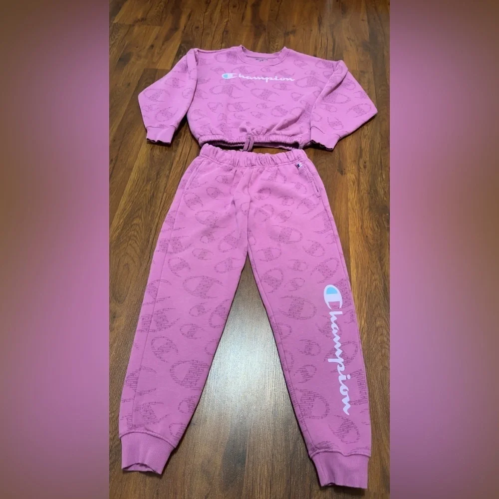 2 PIECE SET Champion Kids  Pink Sweatpants And Sweater